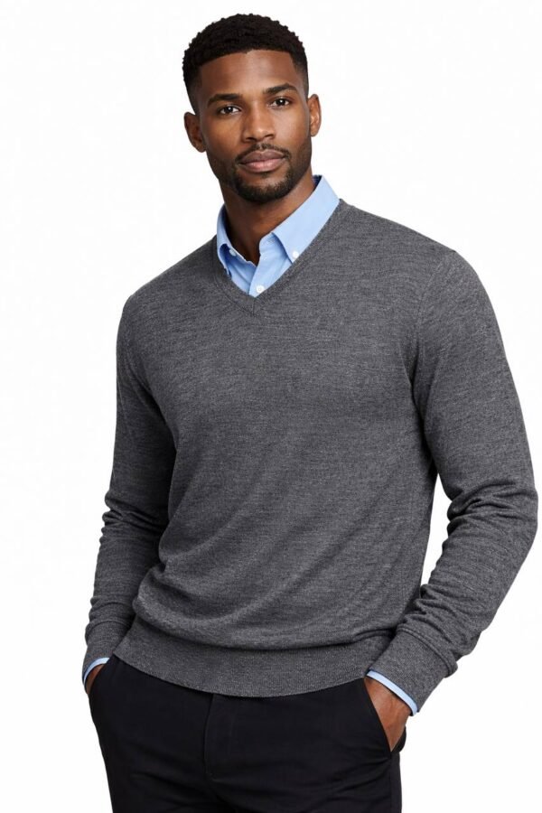 Pull Homme Gris ColV – Laine Italienne | SFAN Plus